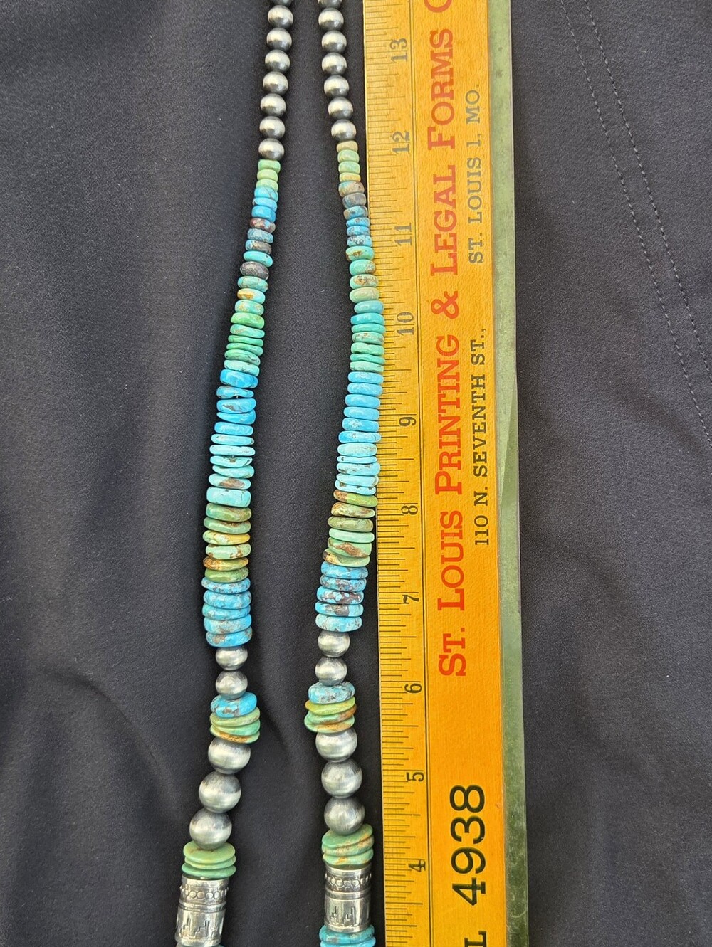 Kingman Turquoise And Sterling Pearls 32" Necklace - Picture 6 of 10